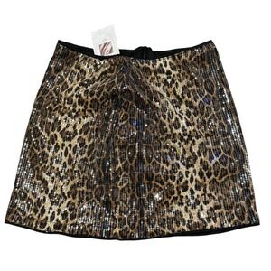 Leopard Sequin Mini Skirt Sz S Party Club NWT